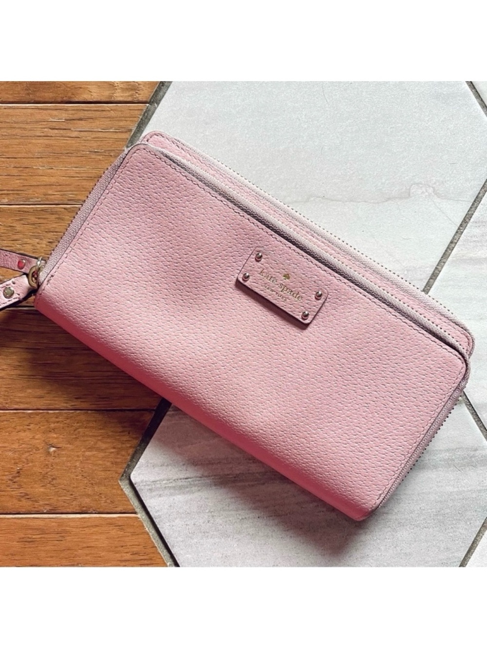 Kate Spade Pink Bonnet Annita Grove Street Leather Wallet In Pink